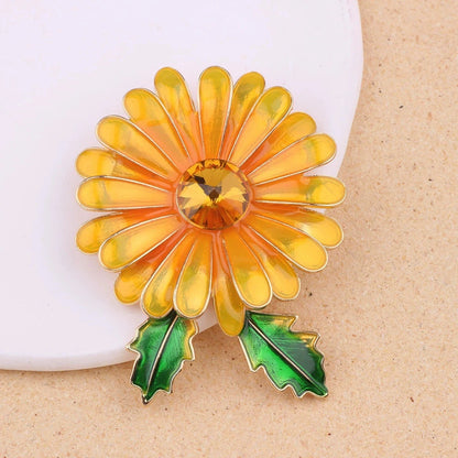 SKEDS Ladies' Exquisite Countryside Chrysanthemum Brooch Elegant Suit Accessory Coat Corsage High-End Luxury Sunflower Pin