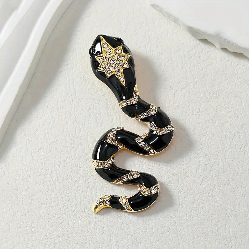 SKEDS Women Men Fashion Exquisite Colorful Rhinestone Snake Brooch Pin Elegant Lady Crystal Shining Animal Badges Corsages