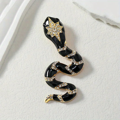 SKEDS Women Men Fashion Exquisite Colorful Rhinestone Snake Brooch Pin Elegant Lady Crystal Shining Animal Badges Corsages