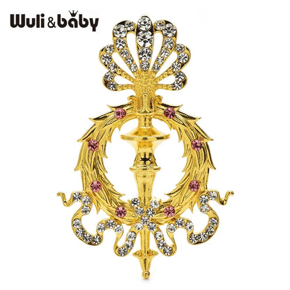 Wuli&baby Crown Snakes Wand Brooches For Women Men 2-color Rhinestone Sword Party Casual Brooch Pins Gifts