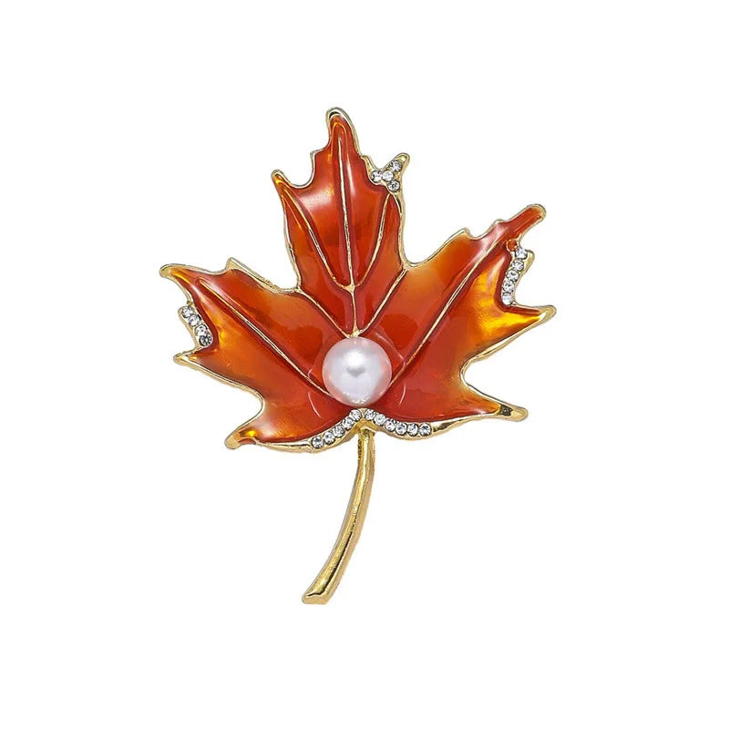 1pc Chic Maple Leaf Brooch with Shiny Rhinestones, Coconut Tree Plant Pin Jewelry Accessories - Great for Personal or Gift Use