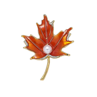 1pc Chic Maple Leaf Brooch with Shiny Rhinestones, Coconut Tree Plant Pin Jewelry Accessories - Great for Personal or Gift Use