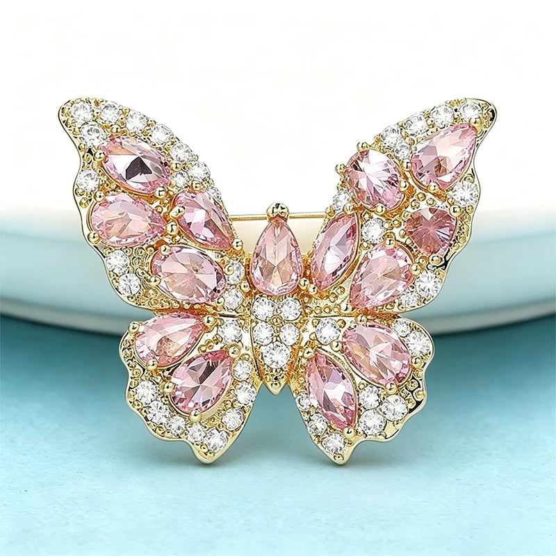 Wuli&baby Lovely Butterfly Brooches Pins Crystal Insects Summer Brooch Pin For Women Lady Fashion Jewelry Gifts