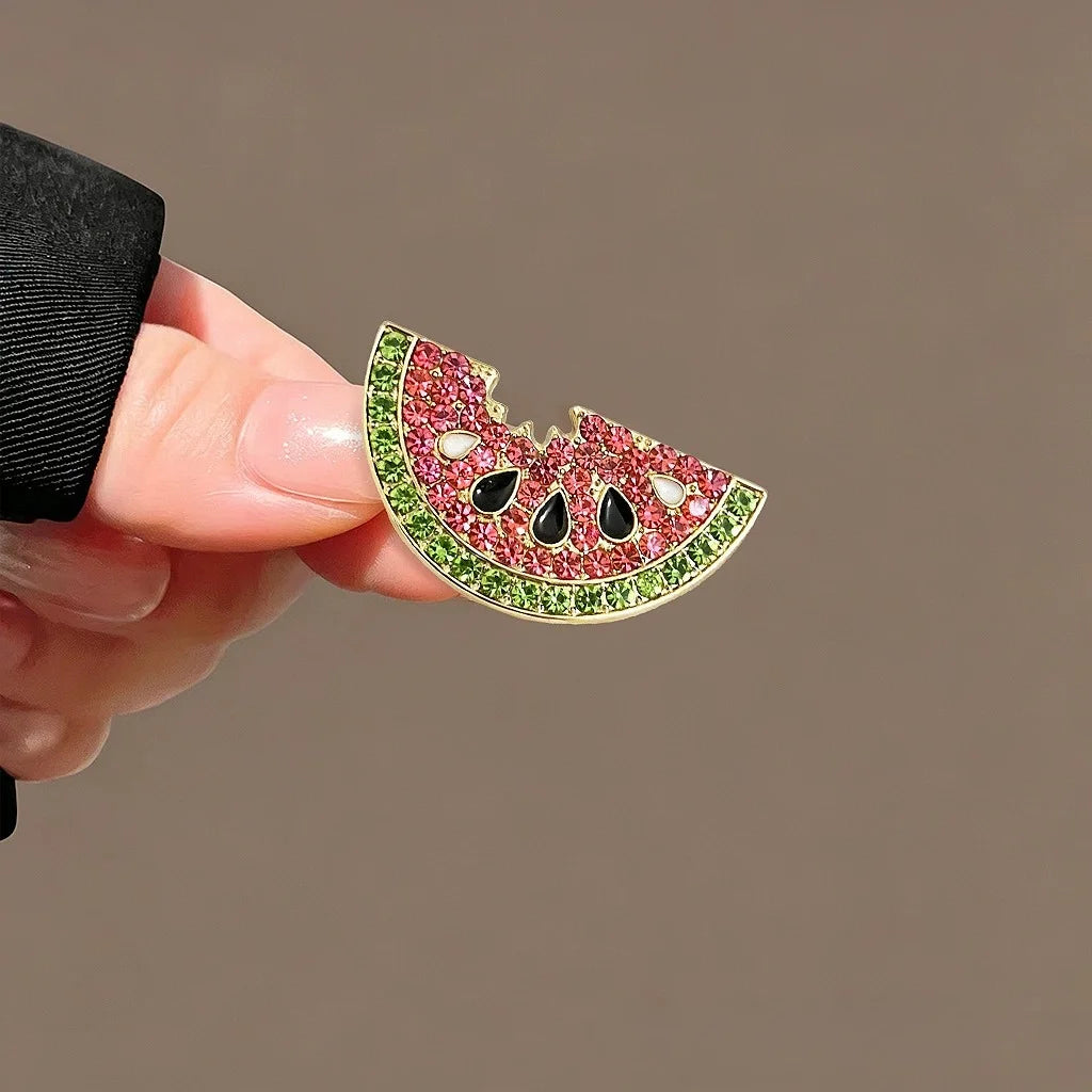 Crystal Rhinestone Watermelon Brooch Fruit Lapel Pin Fashion Clothing Accessories Jewelry Badge Gift