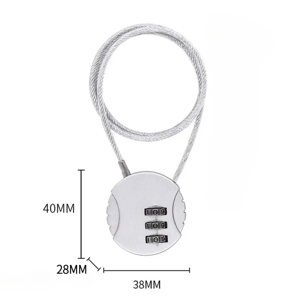 Extended Wire Rope Combination Lock 3 Digit Code Lock Password Motorcycle Helmet Metal Keyed Padlock Travel Anti-Theft Locks