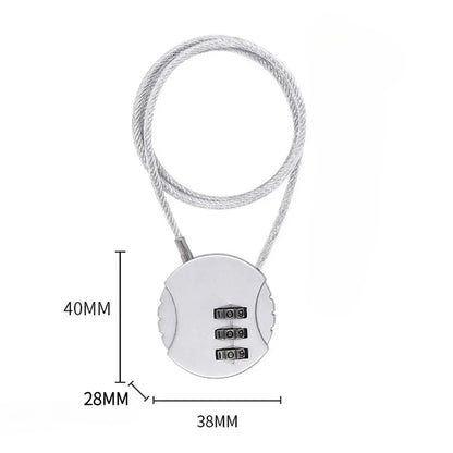 Extended Wire Rope Combination Lock 3 Digit Code Lock Password Motorcycle Helmet Metal Keyed Padlock Travel Anti-Theft Locks