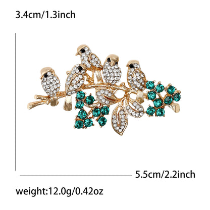 Beaut&Berry Luxury Rhinestone Bird Brooches for Women Unisex Animal Pins Friends Party Gifts Banquet Jewellery Accessories