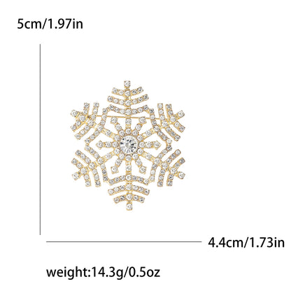 Christmas Rhinestone Snowflake Brooches for Women Unisex Pearl Flower Pins Office Party Friend Gifts Jewelry Accessories