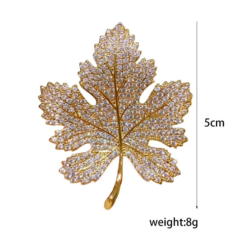 1pc Chic Maple Leaf Brooch with Shiny Rhinestones, Coconut Tree Plant Pin Jewelry Accessories - Great for Personal or Gift Use