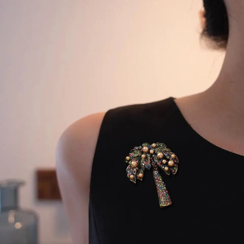 Baroque Luxury Beautiful Coconut Tree Design Men's Women's Brooch Pins，JewelryAccessories, WeddingHolidayPartyCoupleSurpriseGift