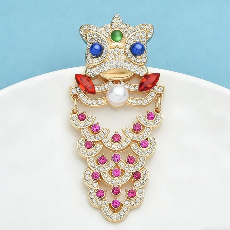 Wuli&baby Lovely Cool Lion Brooches For Women Unisex Rhinestone Lucky Animal Party Office Brooch Pins Gifts
