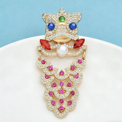 Wuli&baby Lovely Cool Lion Brooches For Women Unisex Rhinestone Lucky Animal Party Office Brooch Pins Gifts
