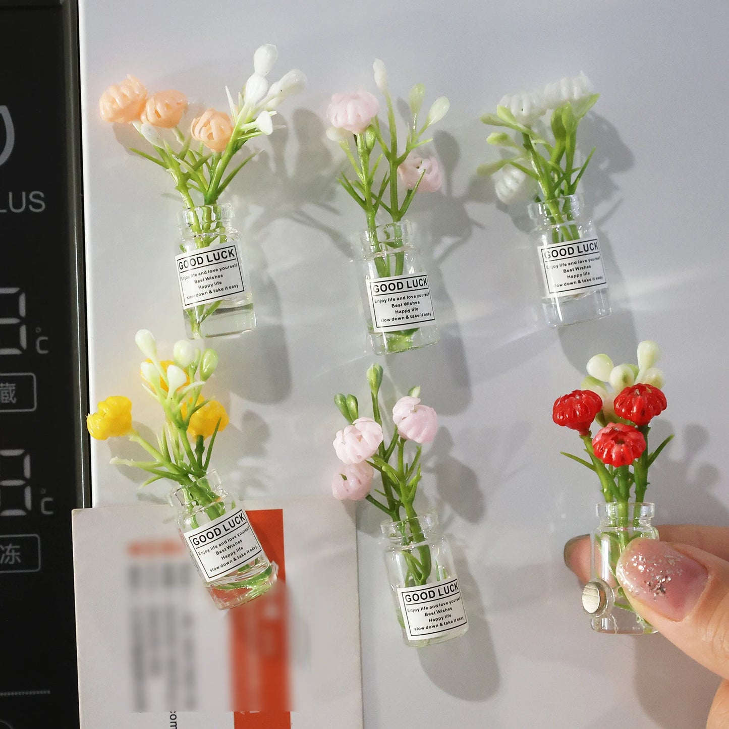 1/30Pcs Cute Mini Fridge Magnet Mini Small Vase frigerator Home 3D Vase Artificial Flower Magnet Kitchen Decoration Accessories