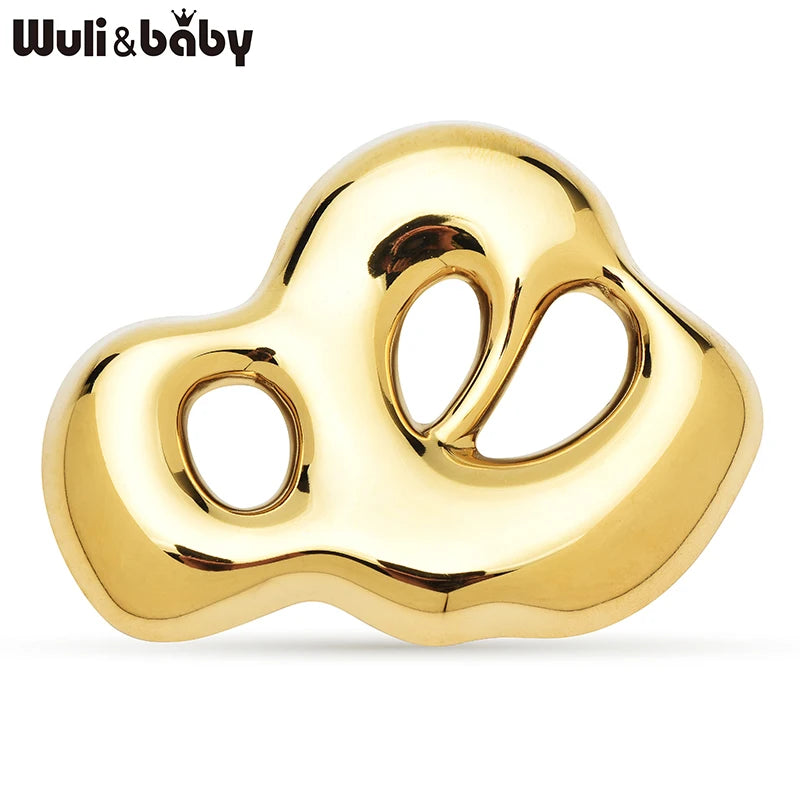 Wuli&baby Stainless Steel Art Cloud Brooches For Women Unisex 2-color Easy-match Geometric Office Casual Clothes Brooch Pins