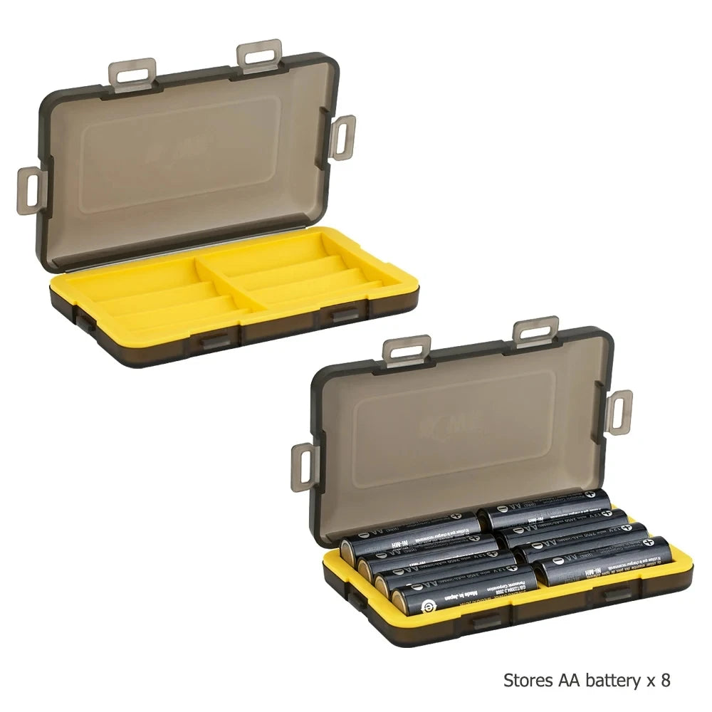AA Battery Storage Case Holder Organizer Compact PC Battery Box for 8pcs AA or 14500 Batteries Water-Resistant and Easy to Carry