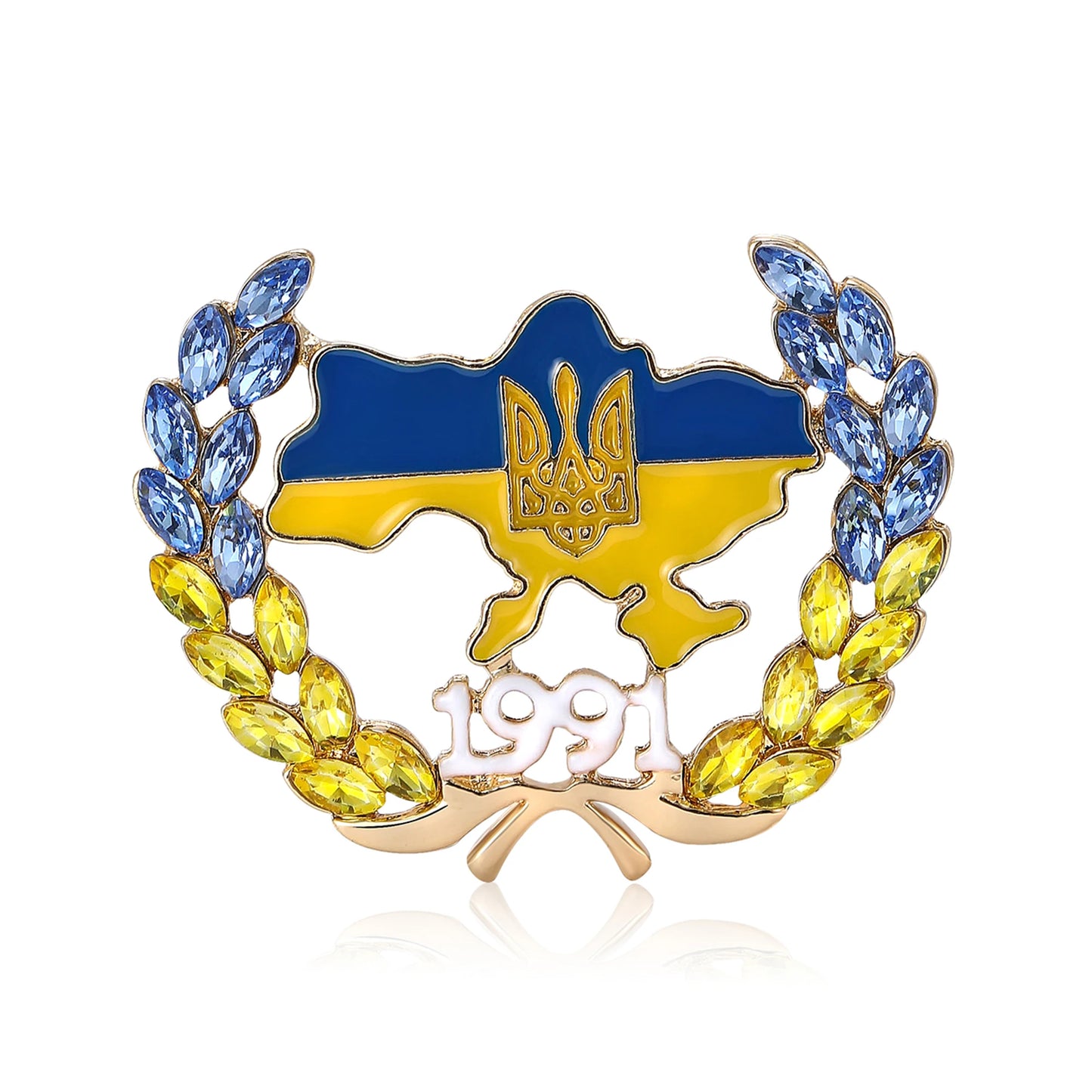 Ukrainian Wheat Brooches for Women Unisex Ukrainian Patriotic Pins Casual Accessories Gifts-Wholesale