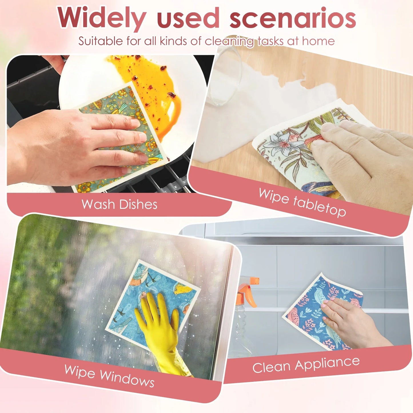 12Pcs Kitchen Dish Towels Nonwoven High Absorbency Swedish Dishcloths Thickened Cleaning Cloth for Home Washing Dishes Cleaning