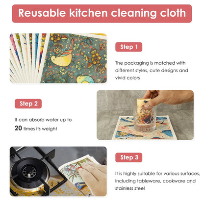 12Pcs Kitchen Dish Towels Nonwoven High Absorbency Swedish Dishcloths Thickened Cleaning Cloth for Home Washing Dishes Cleaning