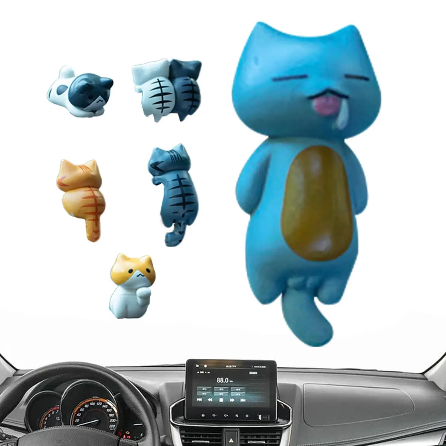 NEW 6 Pcs/Set PVC Cartoon Lucky Cat Figurines for Car Dashboard, Plant Pots, and Screen Edge Decor Decorations Miniatures Gift