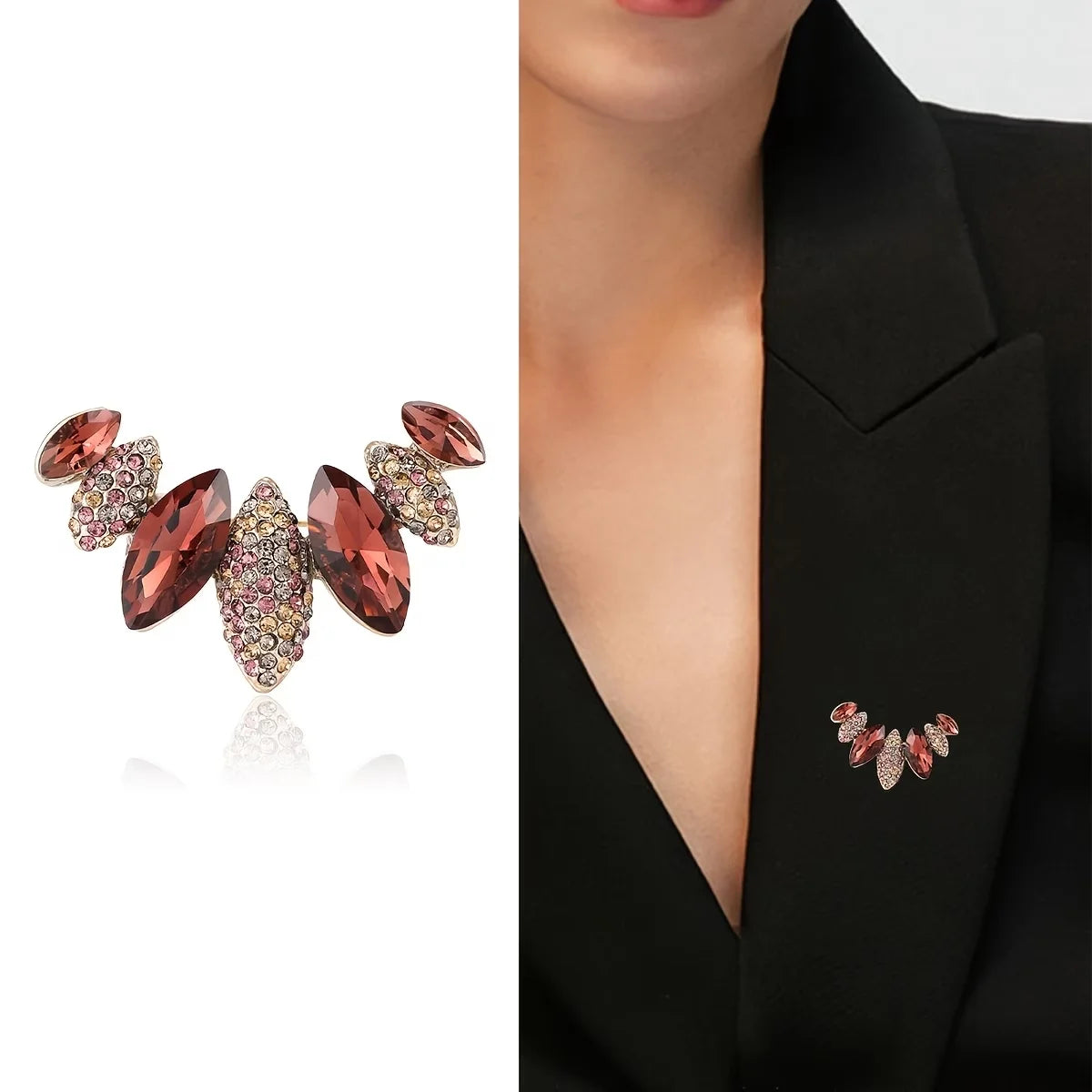 1‑Pc Leaf‑Shaped Lapel Pin, Decorative Leaf Brooch, Elegant Outfit Ornament for Dresses, Coats and Shawls, Ideal for Wedding