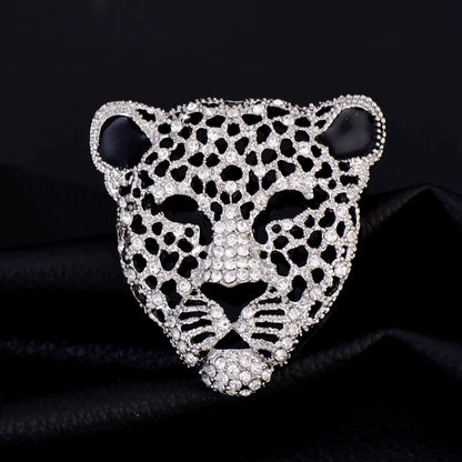 Rhinestone Leopard Head Retro Hollowed-out Men's Suit Brooch Women's Sweater Needle Enamel Needle