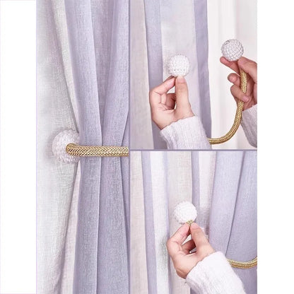 2pcs magnetic curtain tiebacks, a pair set, French-style mutual attraction premium gathering ropes, no drilling required.