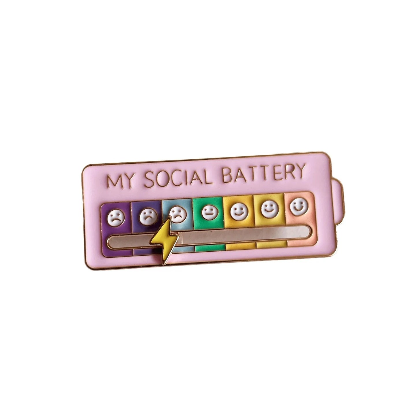 My Social Power Battery Brooch Social Power Enamel Badge Transform Mood Energy Brooche Alloy Badge Gift Brooches for Women Pin