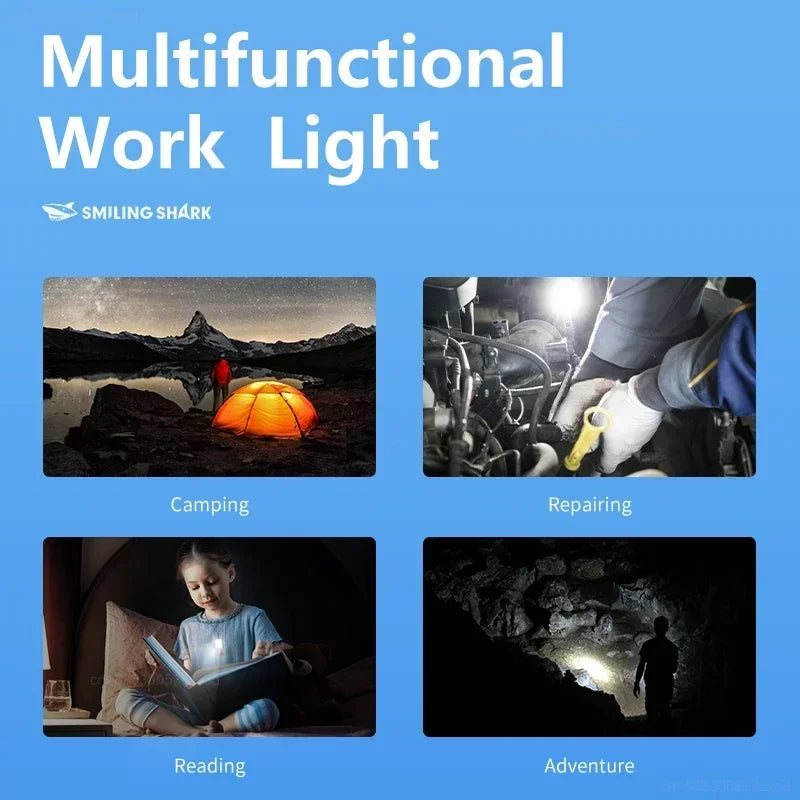 Mijia SMILING SHARK TIP065 Rechargeable Worklight COB Floodlight Pocket Flashlight with Clip Design Outdoor Camping Lamp Tools
