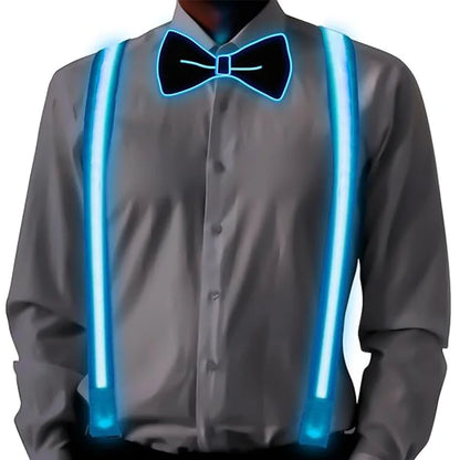 glowing Men's LED suspenders and luminous Bow Tie Adjustable Elastic Flashing Led Clothing for nightclub Party supplies