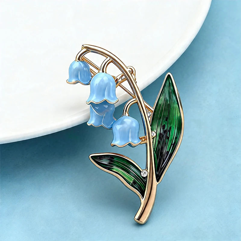 Wuli&baby May Birthday Flower Lily Brooches Pins For Women Lady Enamel Plants Flowers Office Casual Brooch Pin Fashion Gifts
