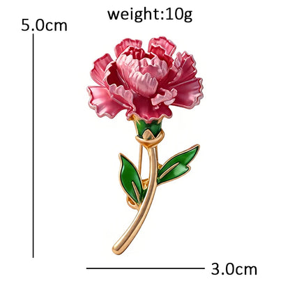 Wuli&baby January Birthday Flower Brooches Pins For Women Lady Enamel Carnation Plants Party Office Brooch Pin Mother's Day Gift