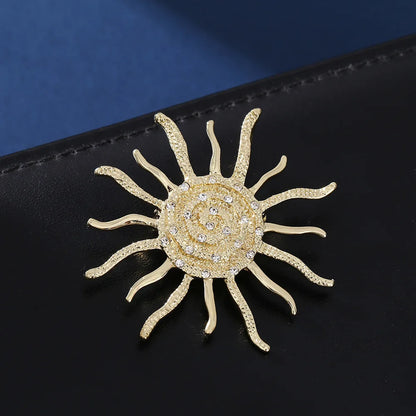 Sun Flower Brooch Pins Crystal Snail Metal Badge 2 Colors Jewelry Accessory For Suit and Dress