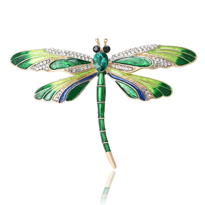 Beaut&Berry Enamel Rhinestone Dragonfly Brooches for Women Unisex Insect Pins Casual Party Accessories Gifts Friends Decoration
