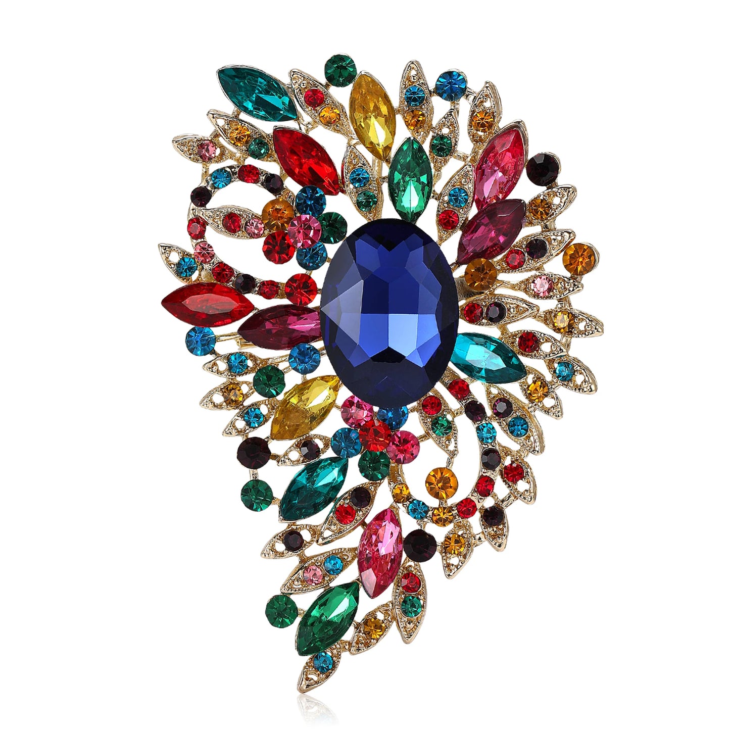 Beaut&Berry Luxury Crystal Large Glass Brooches for Women  Rhinestone Pins Friends Party Gifts Banquet Jewellery Accessories