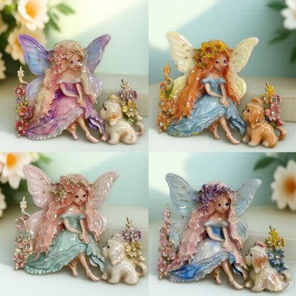 Baroque Luxury Beautiful Wings Little Girl Puppy Fairy Design Men's and Women's Brooch Pin, Jewelry Accessories for Clothing