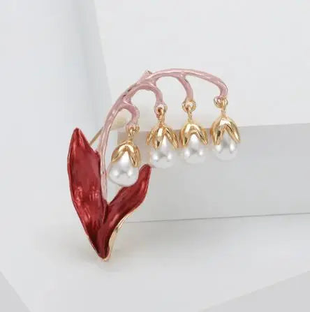 Resin Tulip Brooch for Women Unisex Rhinestone Flower Pin Pearl Plant Lapel Pin Banquet Party Backpack Gifts Jewelry Accessories