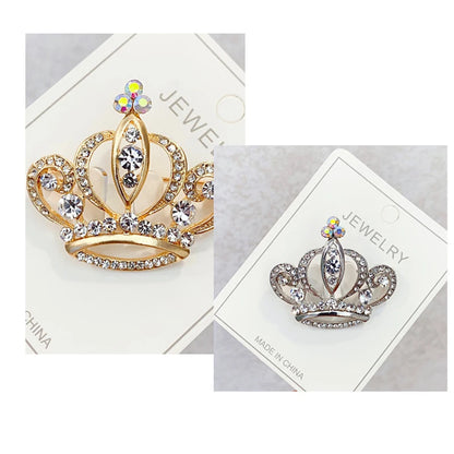 Fashion Crown Brooch For Women Vintage Zircon Crystal Luxurious Jewelry Girl Princess Gift