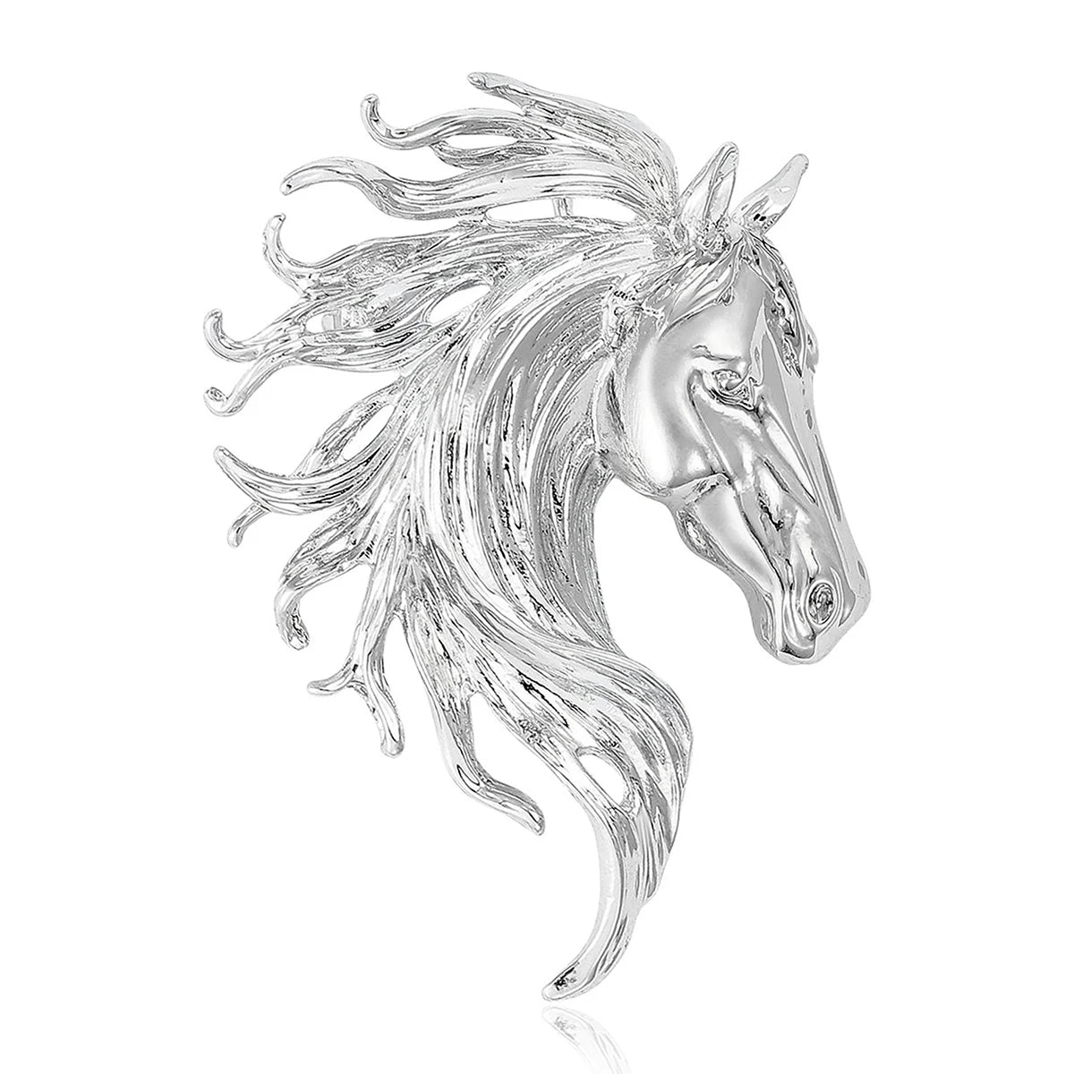 Beaut&Berry Luxury Glossy Horse Head Brooches for Women Zodiac Animal Pins Casual Party Accessories New Year Gifts Friends