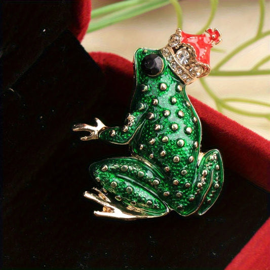 Baroque Luxury Beautiful Frog Prince Design Brooch for Men and Women, Jewelry Accessories, Wedding Holiday Party Gift