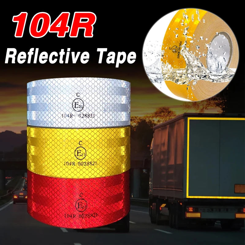 5cm 104R High Intensity Reflective Conspicuity Warning Tape For Bike Truck Boats Trailer Self-Adhesive Waterproof Safety Tape