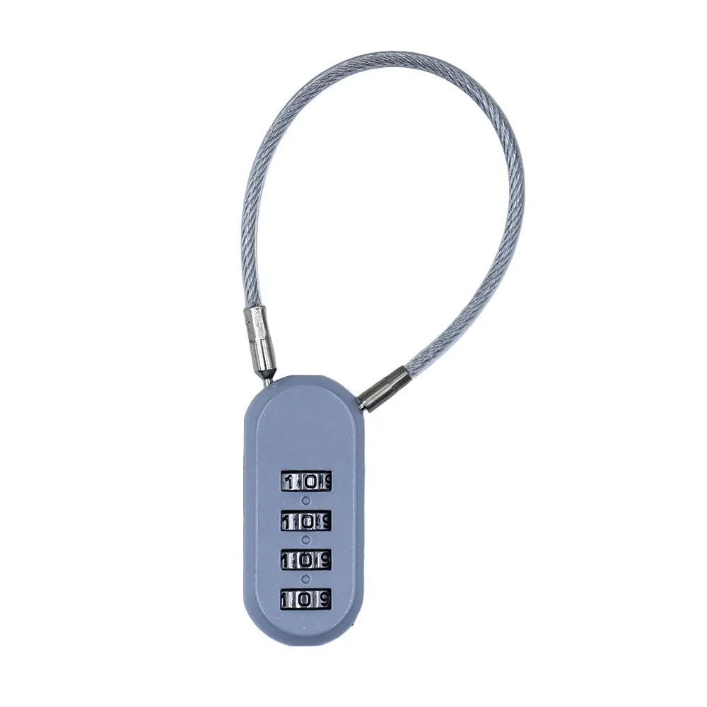 Zinc alloy 4 Digit Password Lock Wire Rope Anti-theft Backpack Zipper Lock Padlock Dormitory Cabinet Lock for Home&Travel