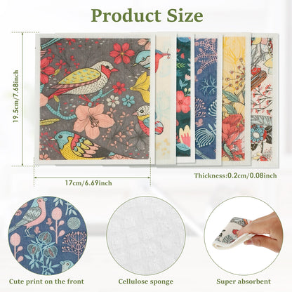 6/12Pcs Swedish Dishcloths Reusable Kitchen Dish Towels Absorbent Dish Rags Biodegradable Soft Cellulose Sponge Washing Cloths