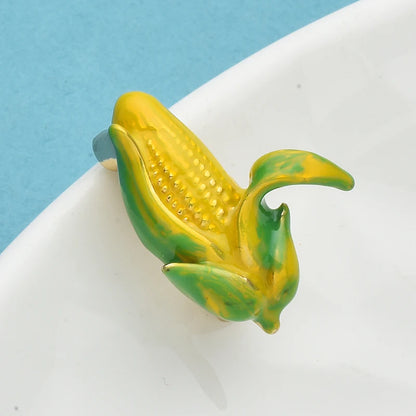 Wuli&baby Cute Corn Brooches For Women Unisex Enamel Plants Summer Collar Brooch Pin Fashion Jewelry Gifts