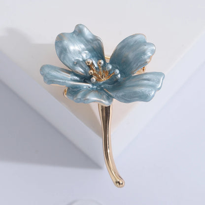 Luxury Pearl Enamel Flower Brooches for Women 4-color Botanical Pins Elegant Casual Accessories Perfect Gifts