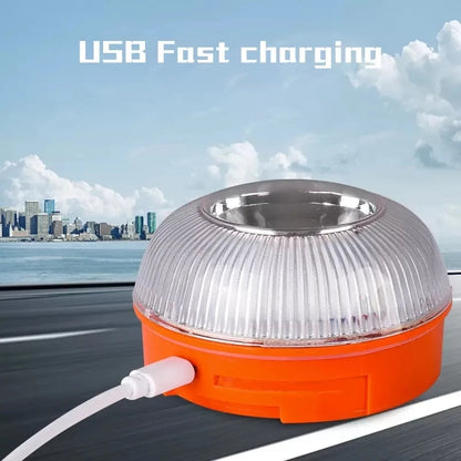 Car Emergency Beacon Light USB Rechargeable Magnetic Induction Auto Strobe Flashing Warning Light Help Flash Safety Signal Lamp