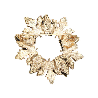 Wuli&baby Enamel Leaves Wreath Brooches For Women Unisex Beautiful Flower Circle Christmas New Year Brooch Pin Gifts
