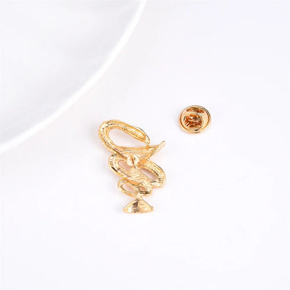 Bowl of Hygieia Medical Pins Inlaid Crystal Snake Surround Cup Brooch Exquisite Coat Lapel Badge Accessories for Doctor Nurse