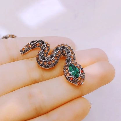 SKEDS Women Men Fashion Exquisite Colorful Rhinestone Snake Brooch Pin Elegant Lady Crystal Shining Animal Badges Corsages