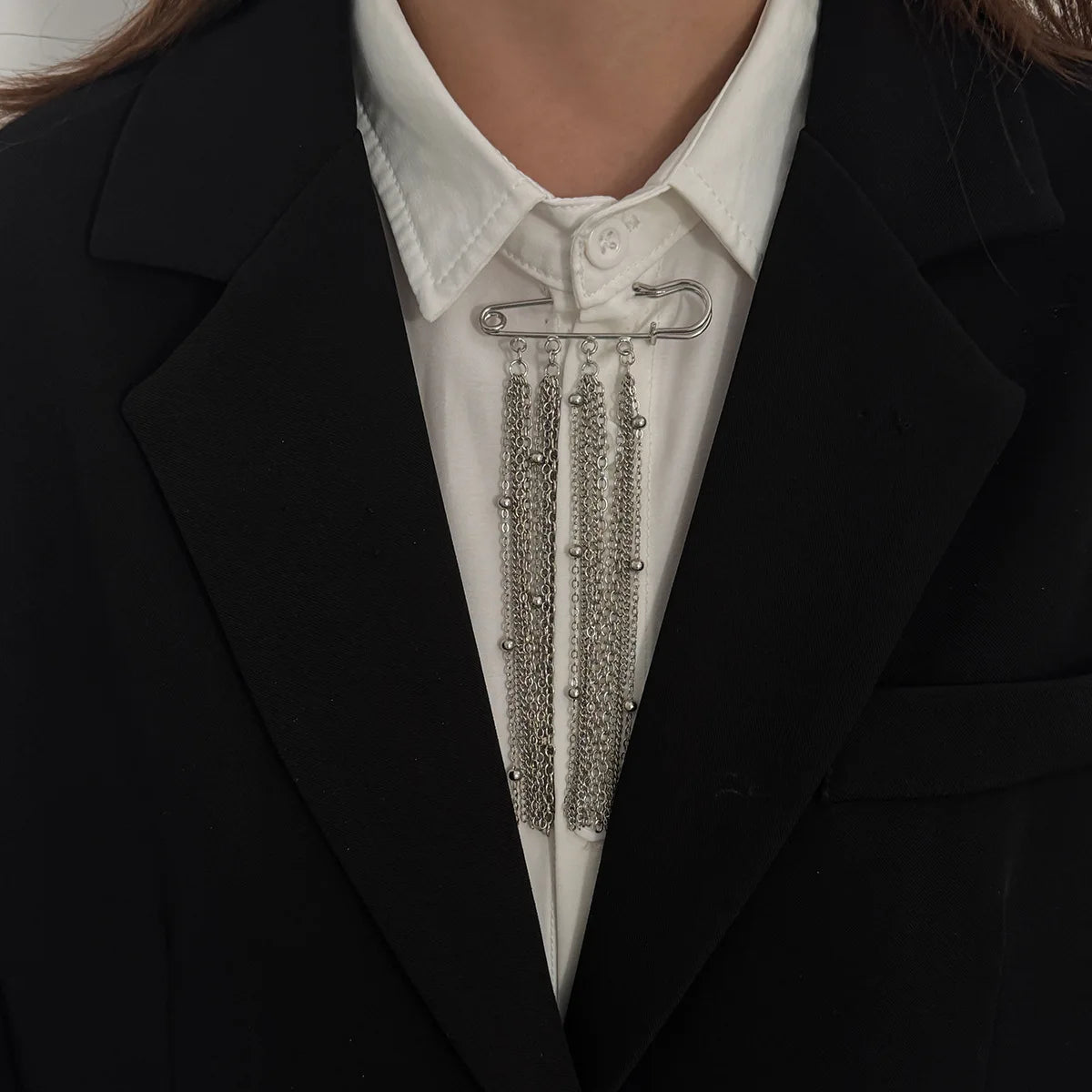 Accessory Personalized Suit Anti-Flash Bead Necklace Pin Hanging Ornament Ins Waterproof Crystal Tassel Chain Brooch
