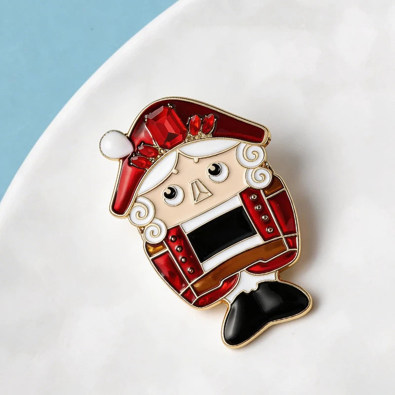 Wuli&baby Cute Enamel Nutcracker Brooches For Women Unisex 2-color Guard Soldier Figure Party Casual Brooch Pins Gifts